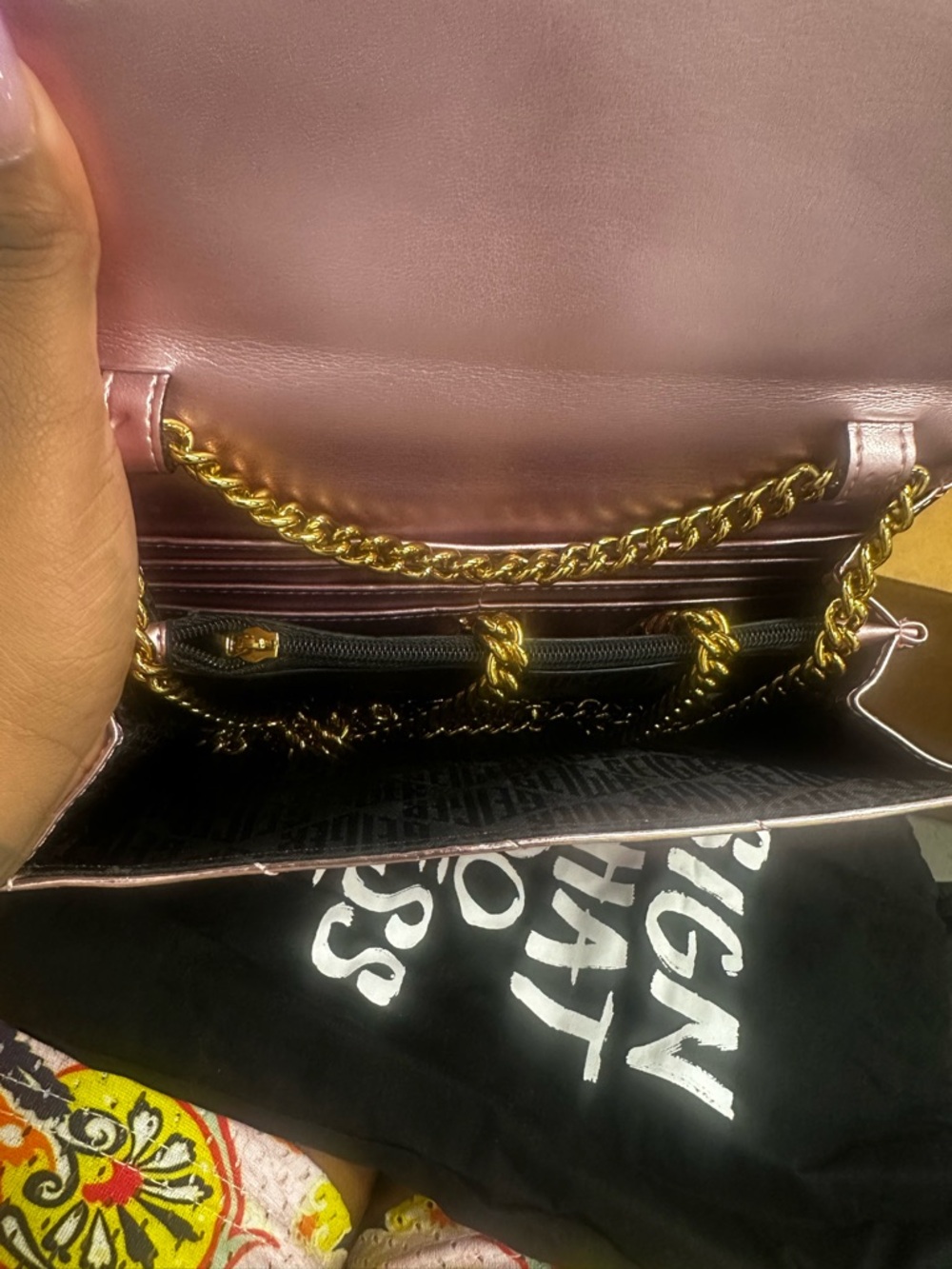 Women’s Quilted Metallic Rose Gold Wallet - Picture 3 of 3